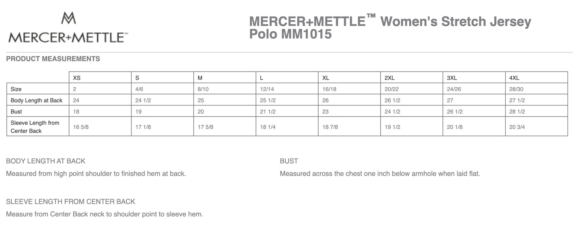 Sizing Chart