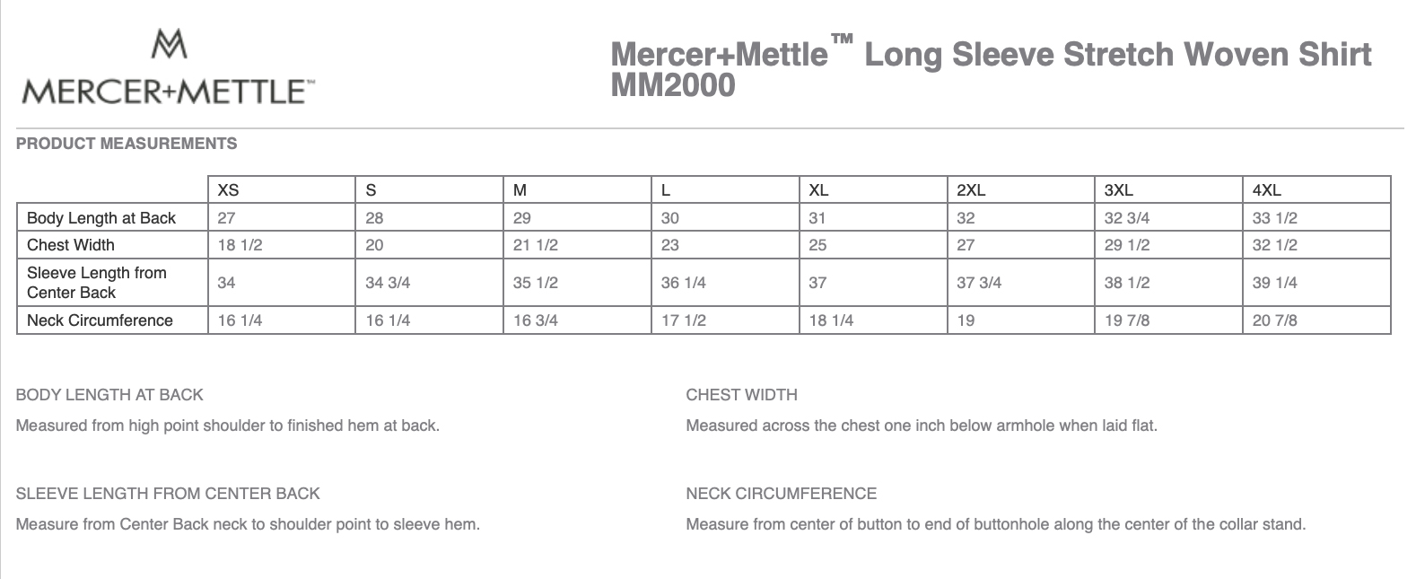 Sizing Chart