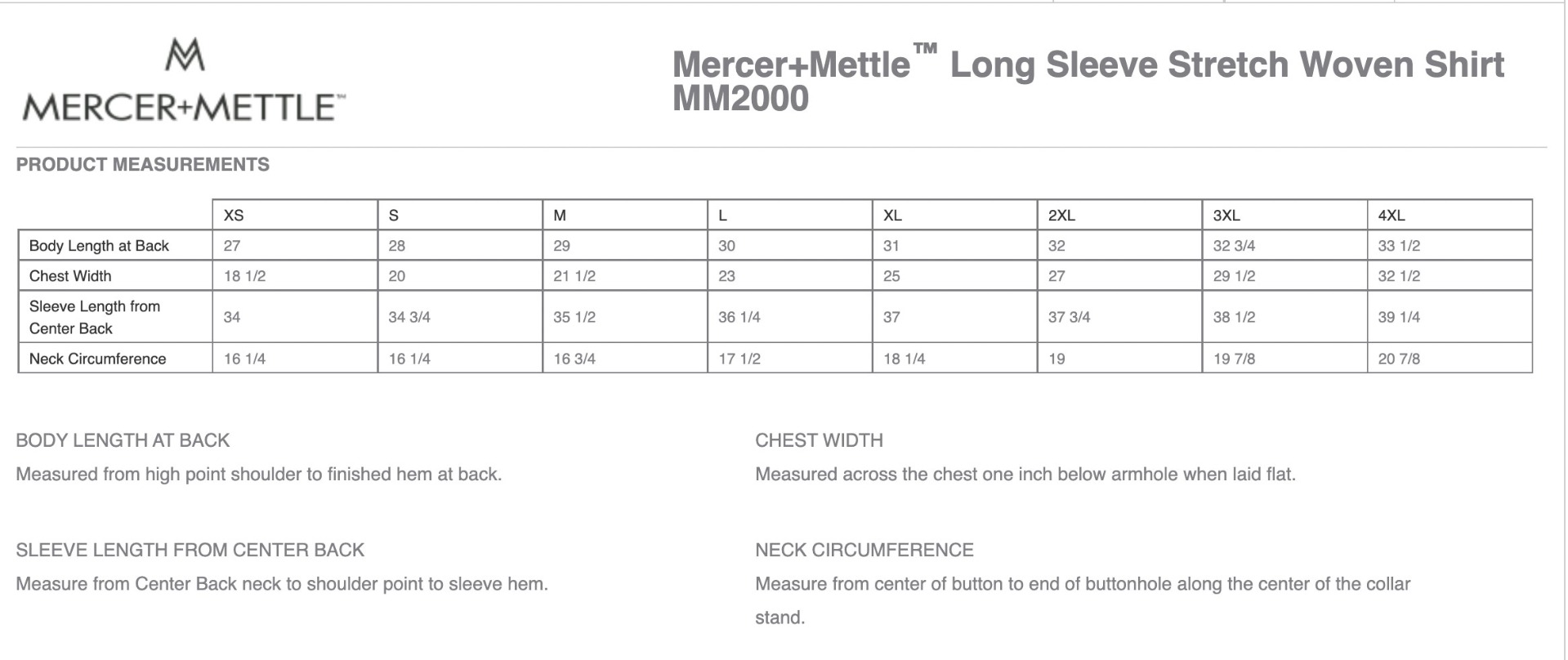 Sizing Chart