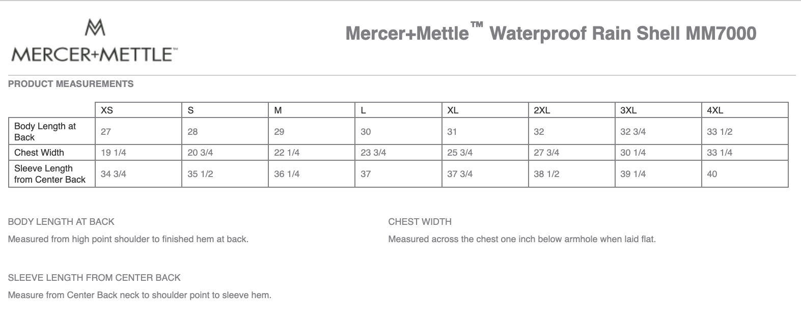 Sizing Chart