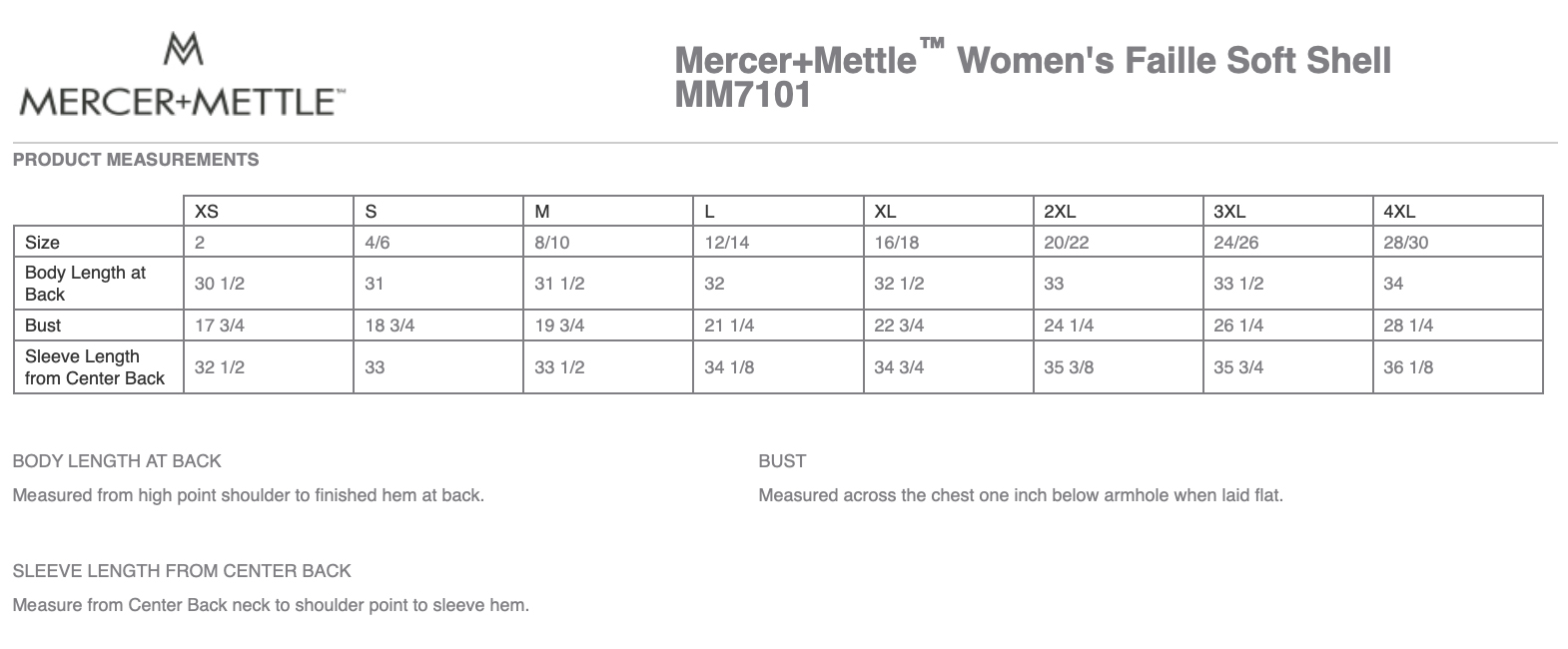 Sizing Chart