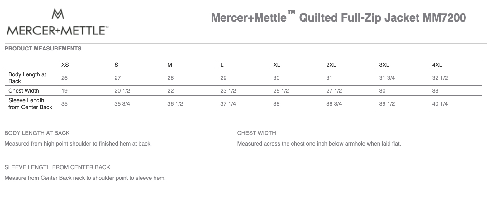 Sizing Chart