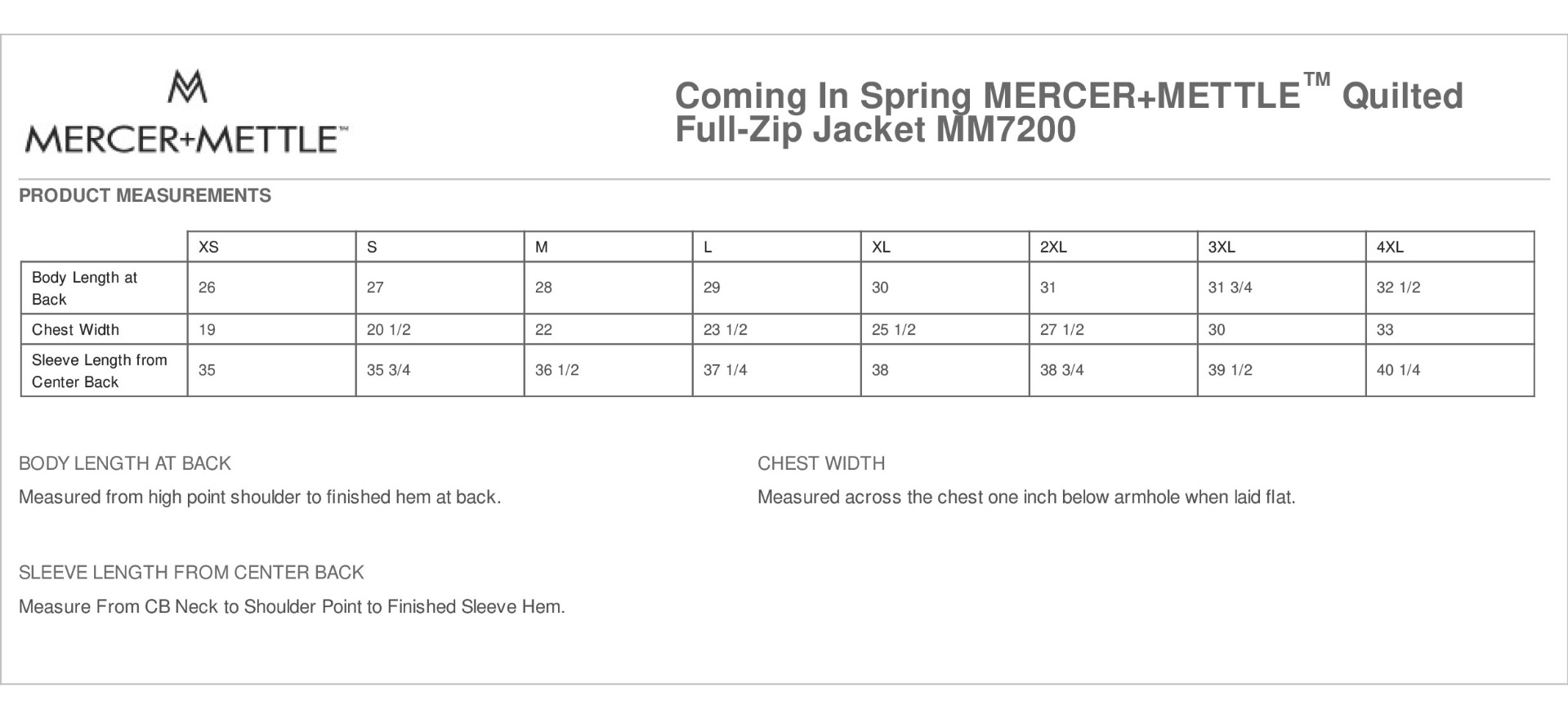 Sizing Chart