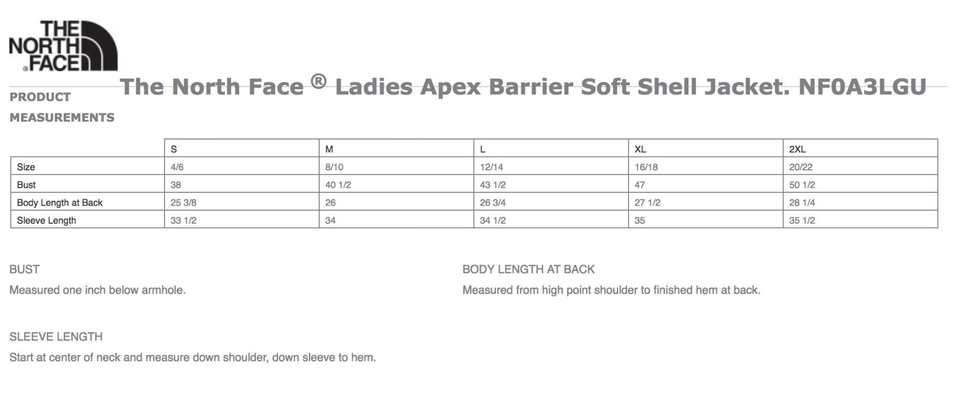 Sizing Chart