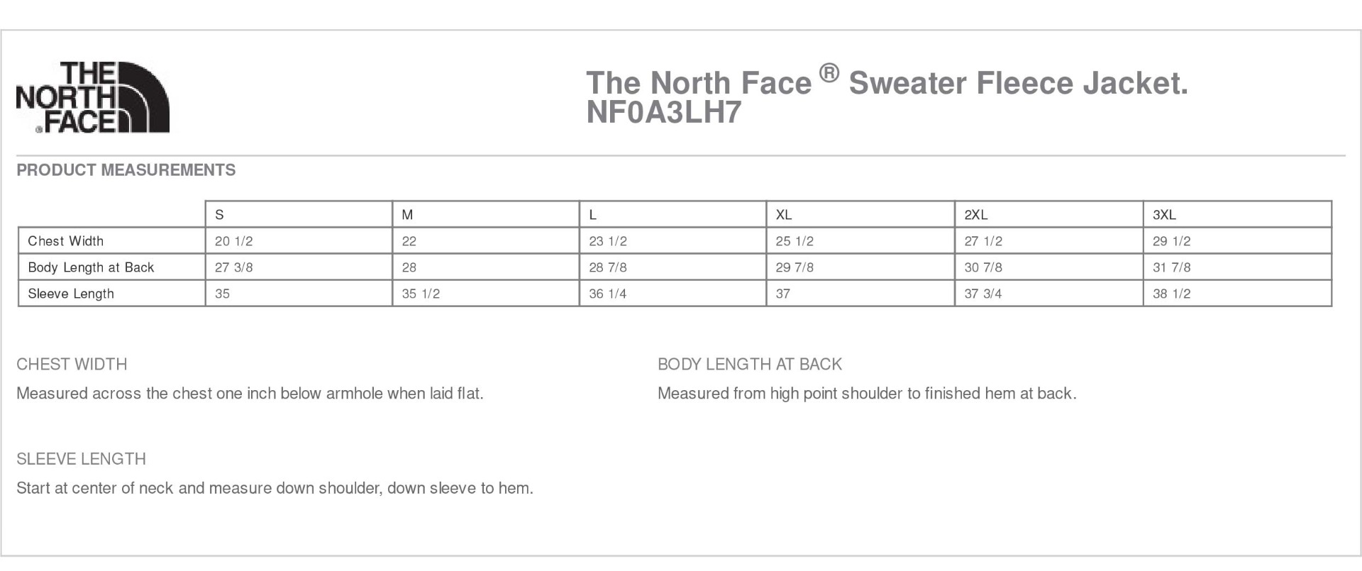 Sizing Chart