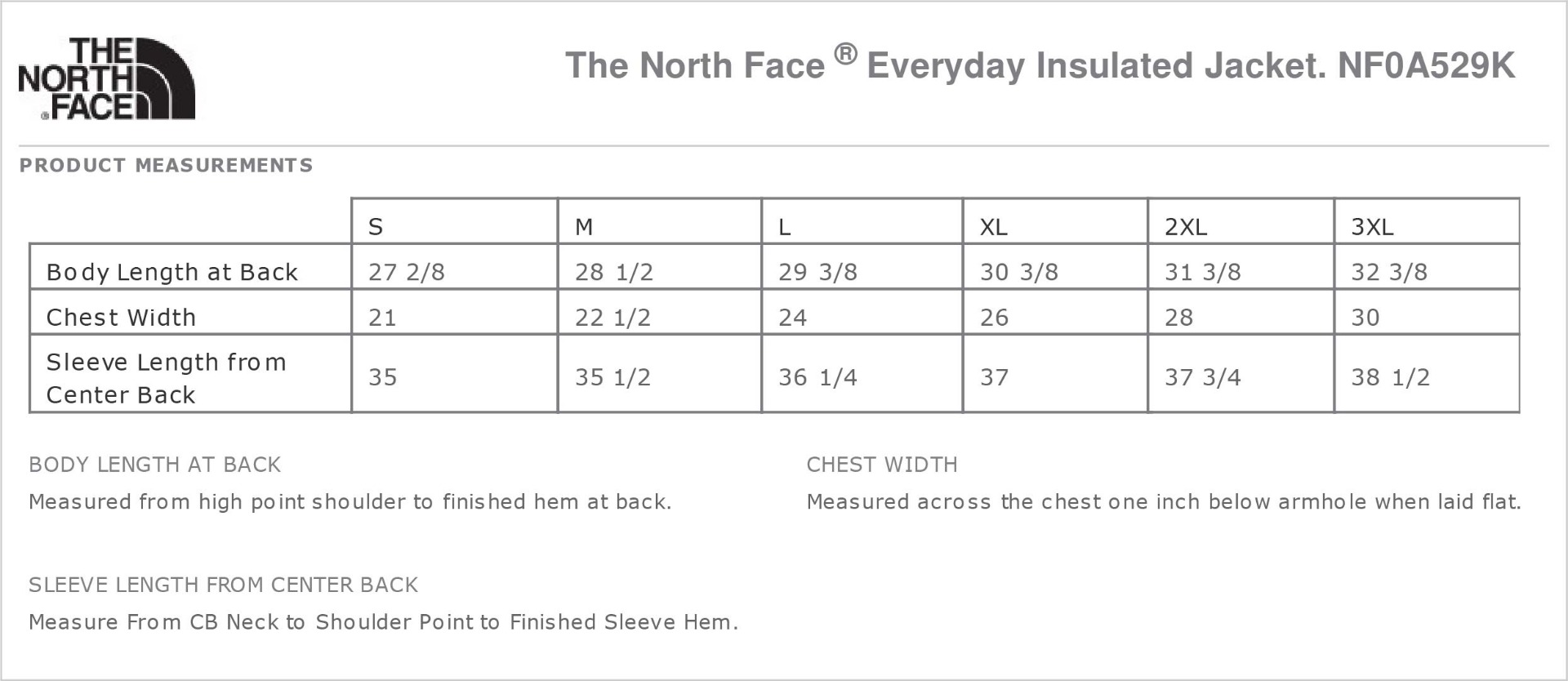 Sizing Chart