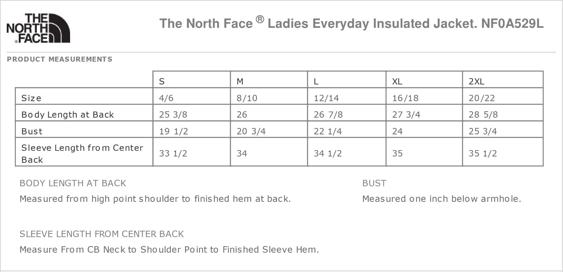 Sizing Chart
