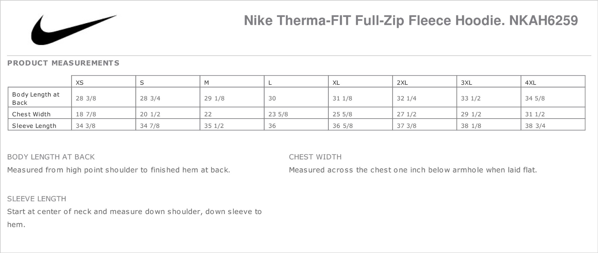 Sizing Chart