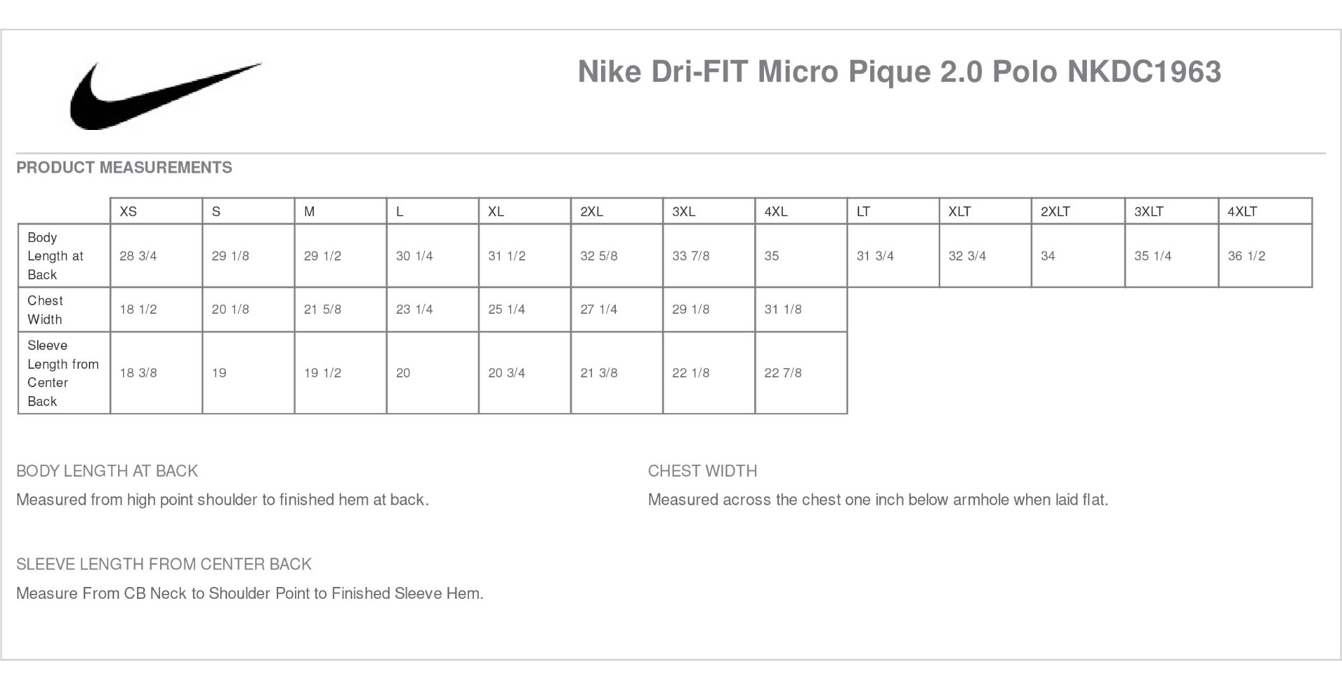 Sizing Chart