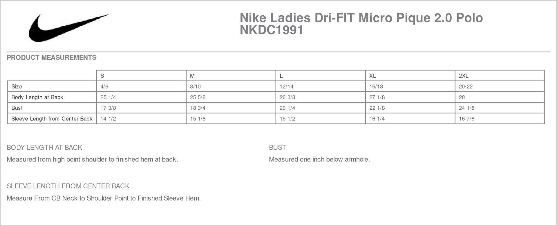 Sizing Chart