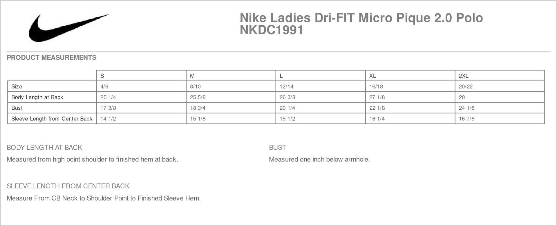 Sizing Chart