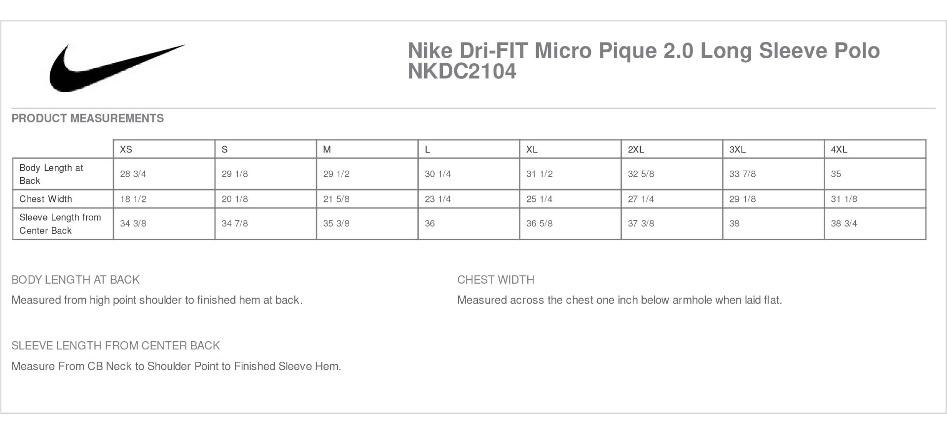 Sizing Chart