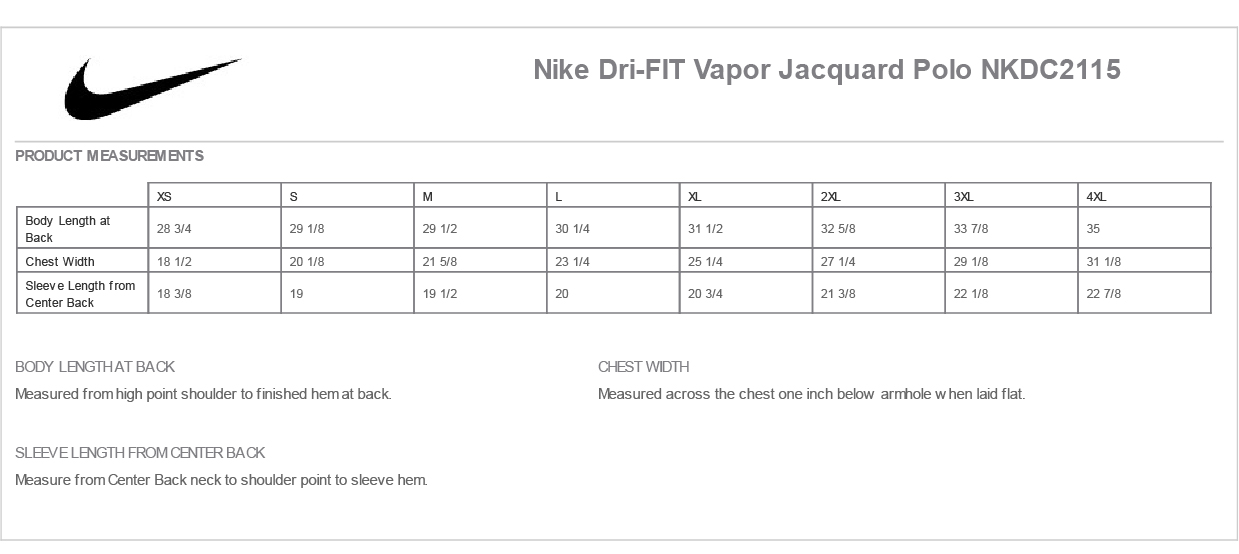 Sizing Chart