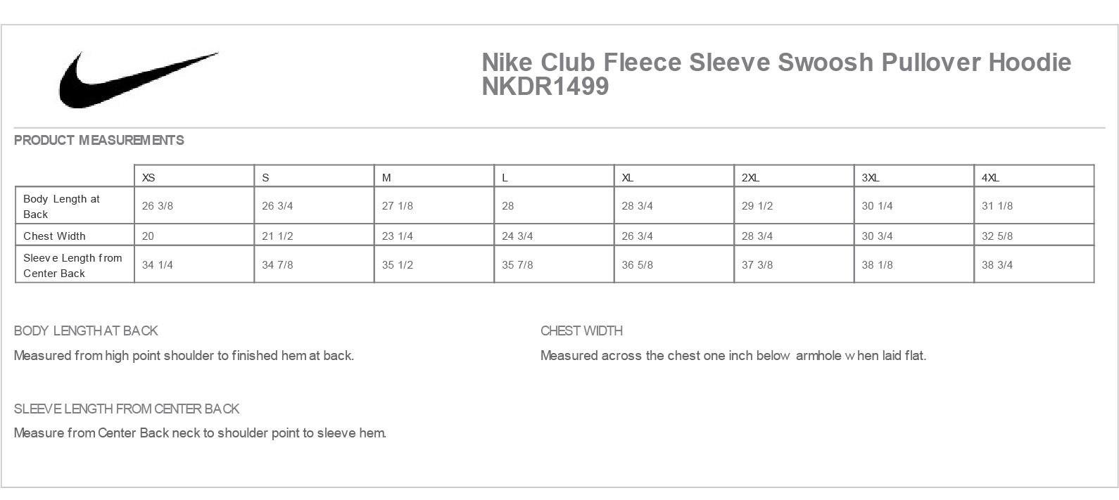Sizing Chart