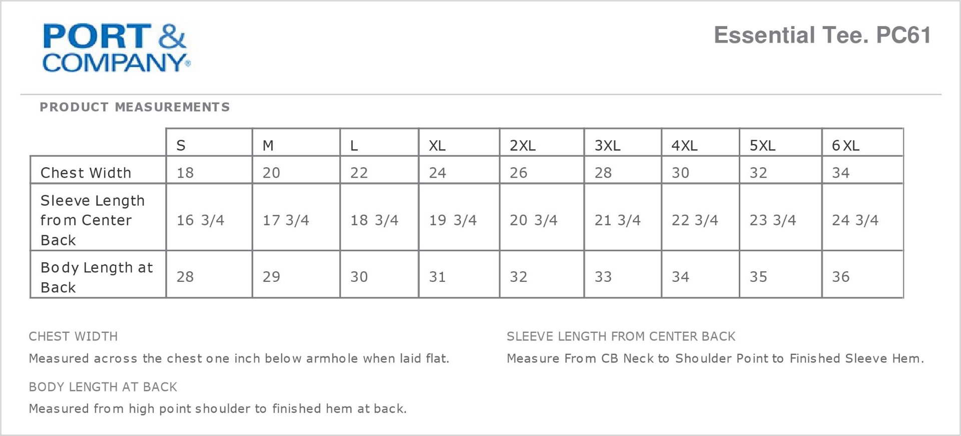 Sizing Chart