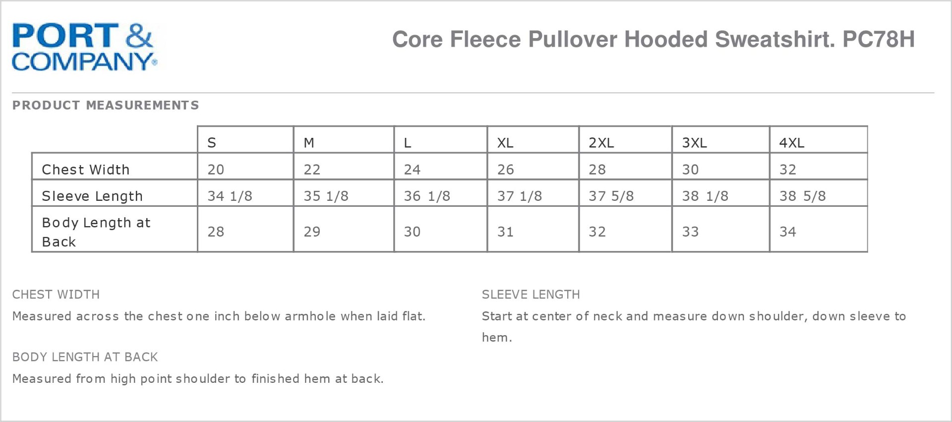 Sizing Chart