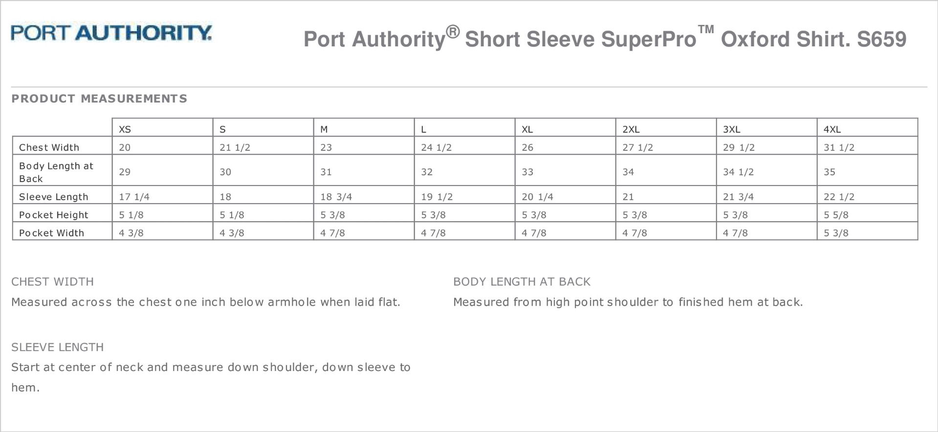 Sizing Chart