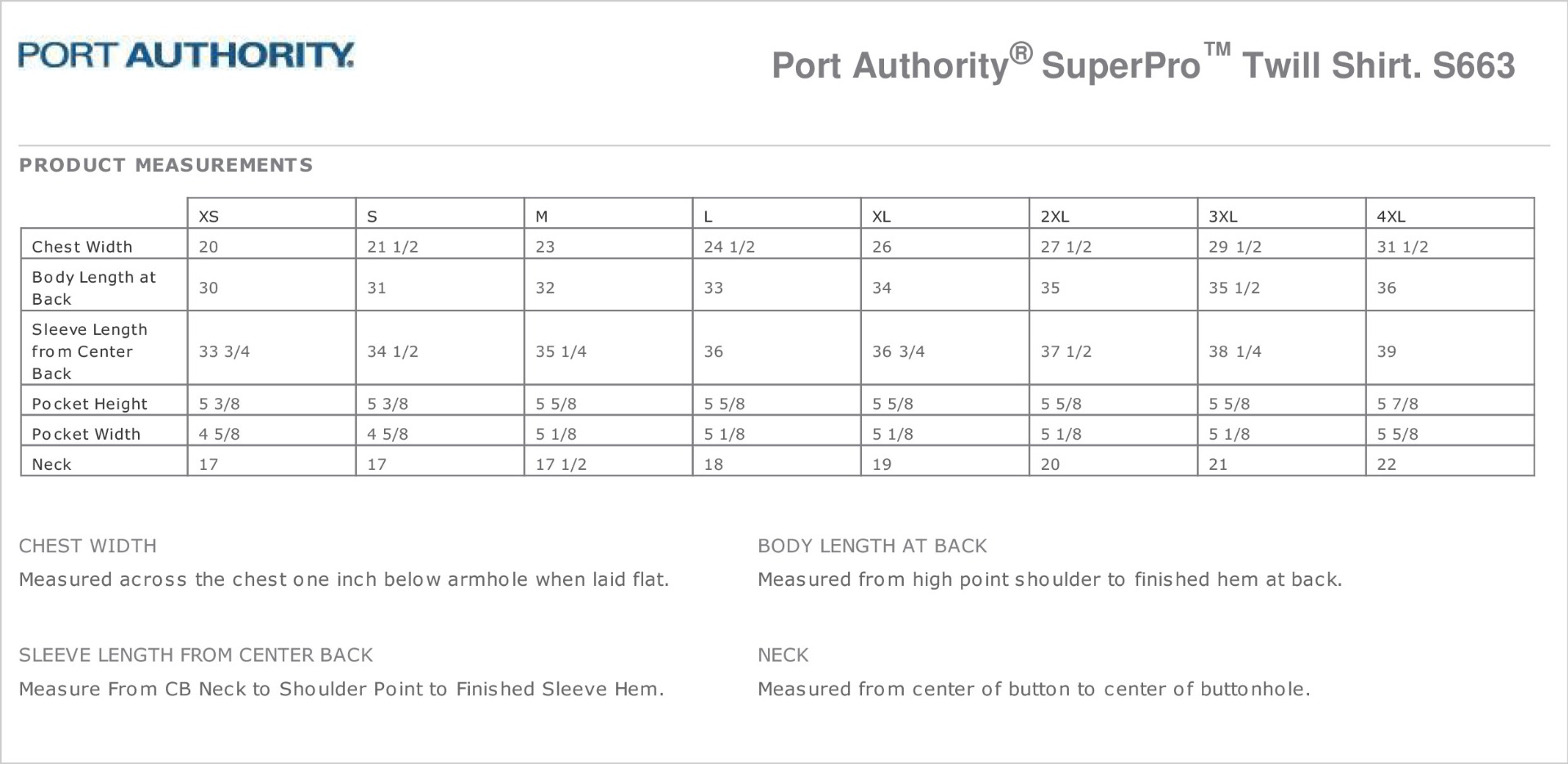 Sizing Chart