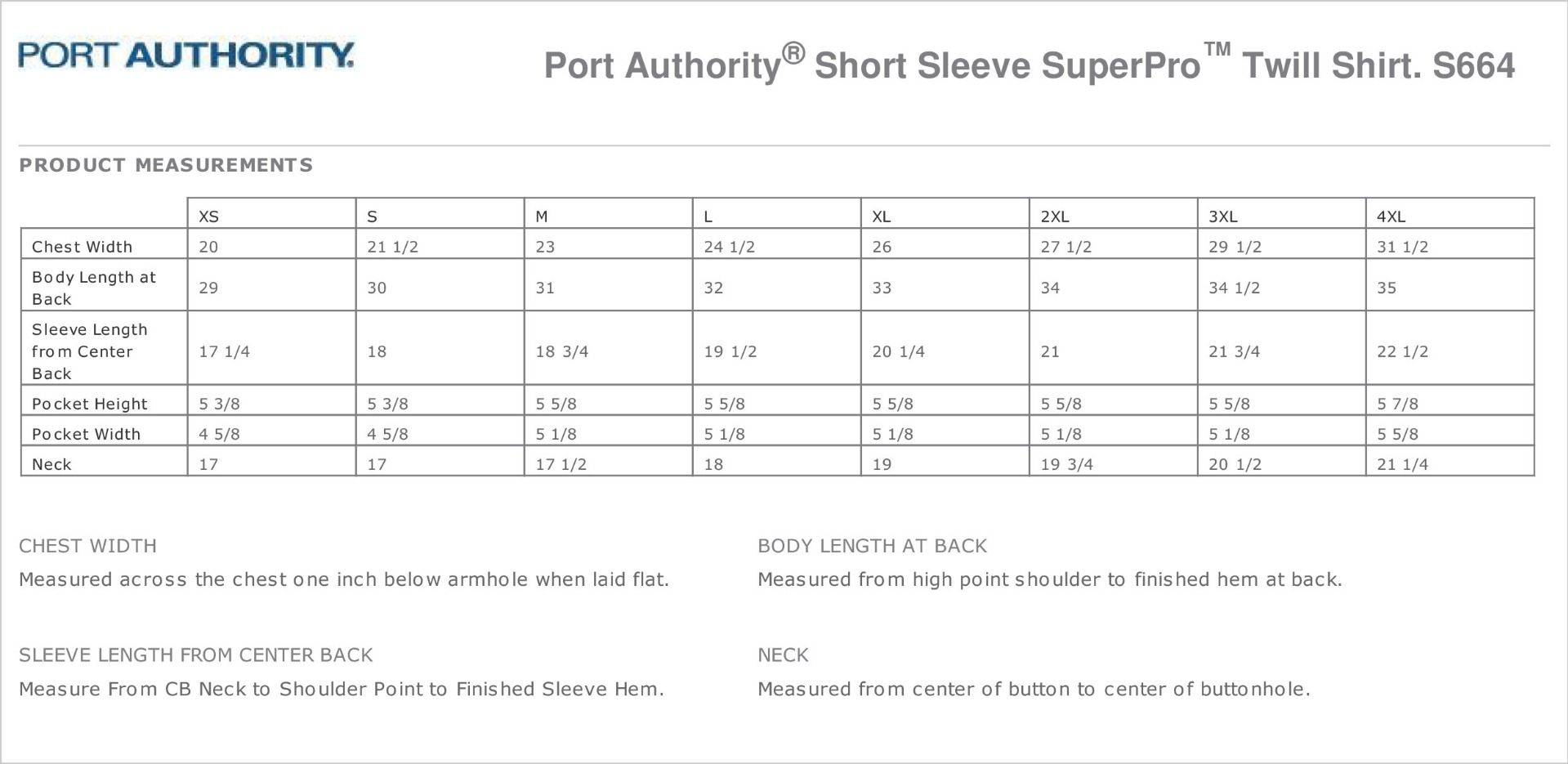Sizing Chart