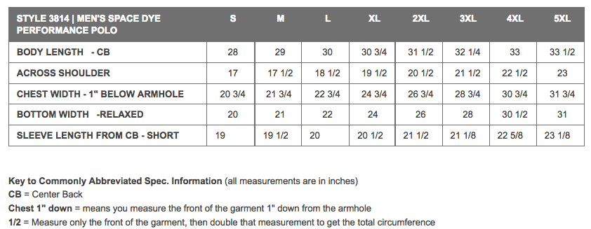 Sizing Chart