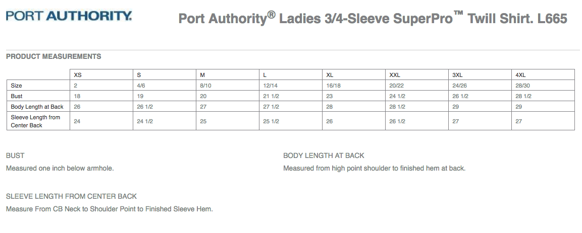 Sizing Chart