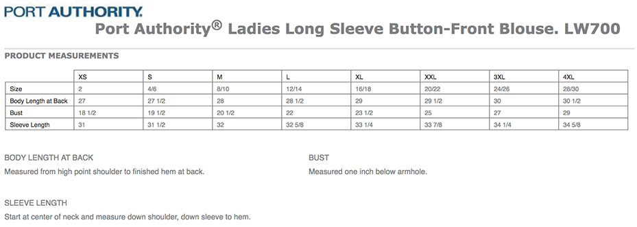 Sizing Chart