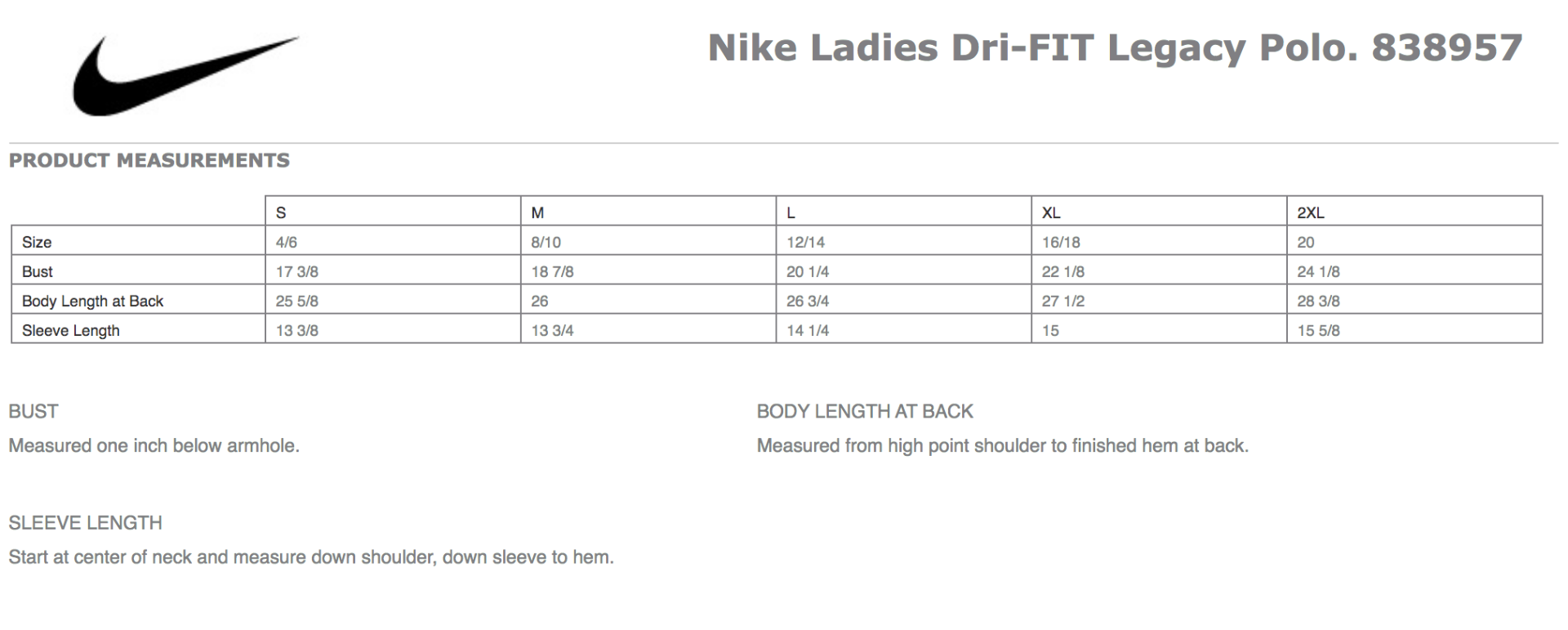Sizing Chart