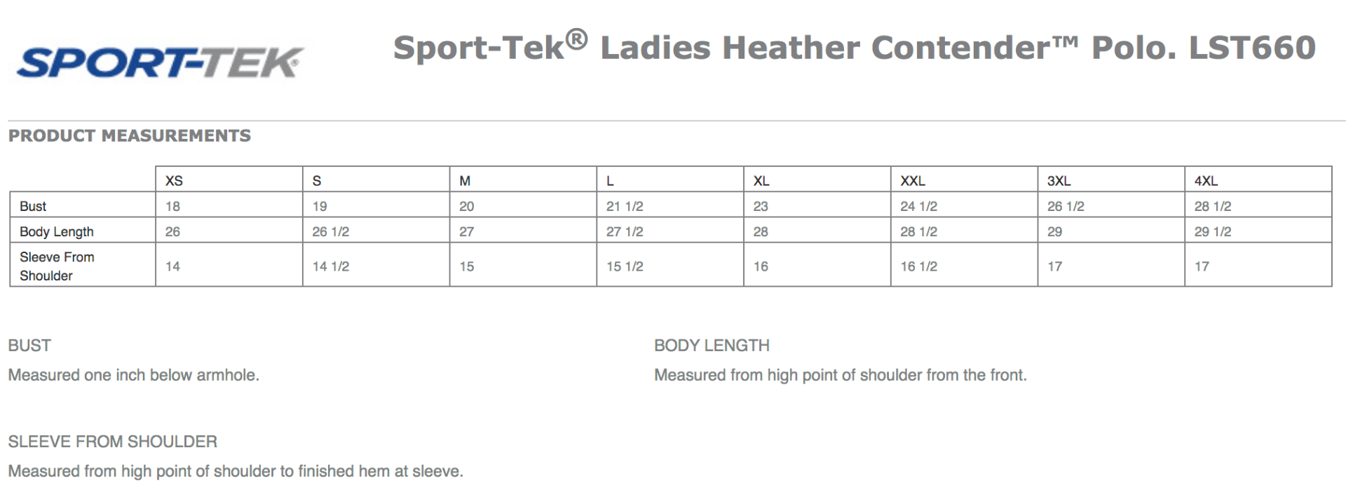 Sizing Chart