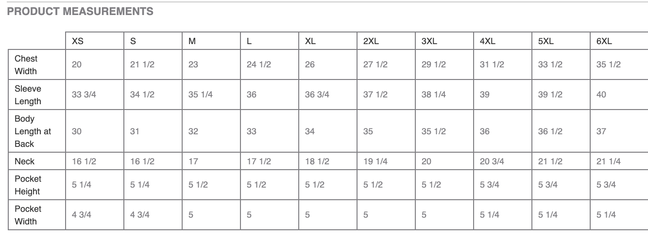 Sizing Chart