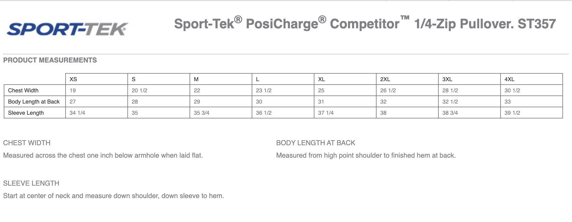 Sizing Chart