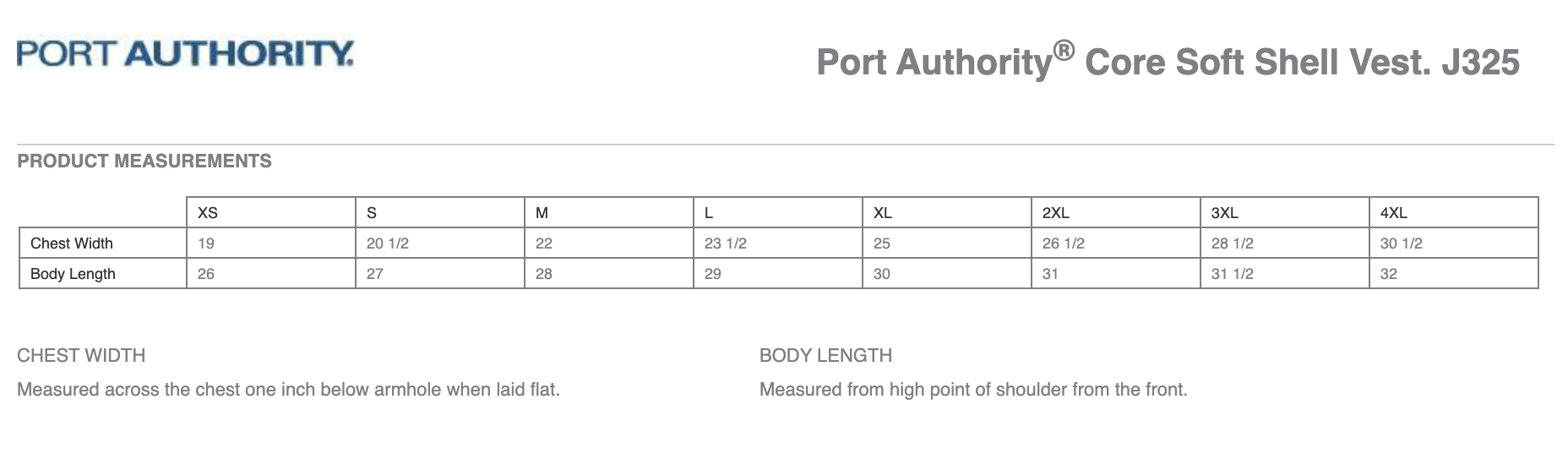 Sizing Chart