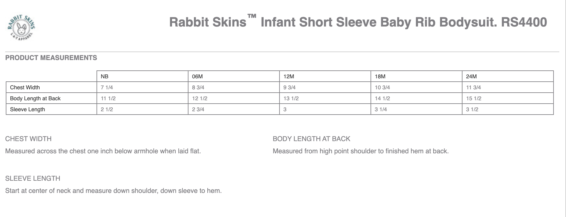 Sizing Chart