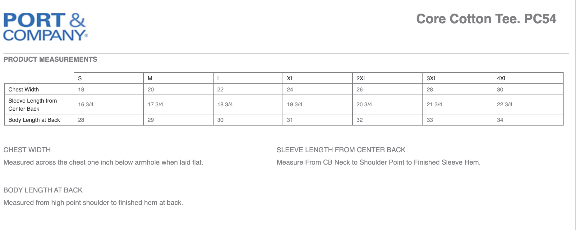 Sizing Chart
