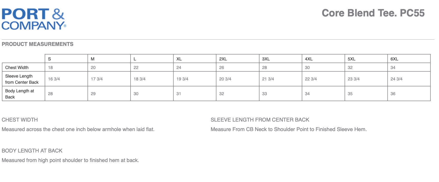 Sizing Chart