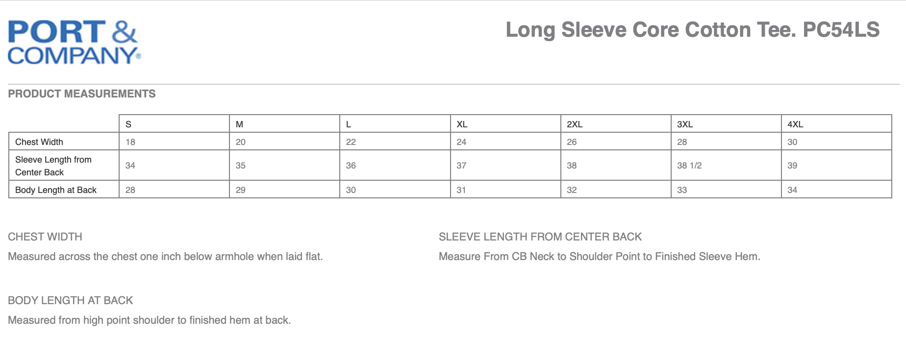 Sizing Chart