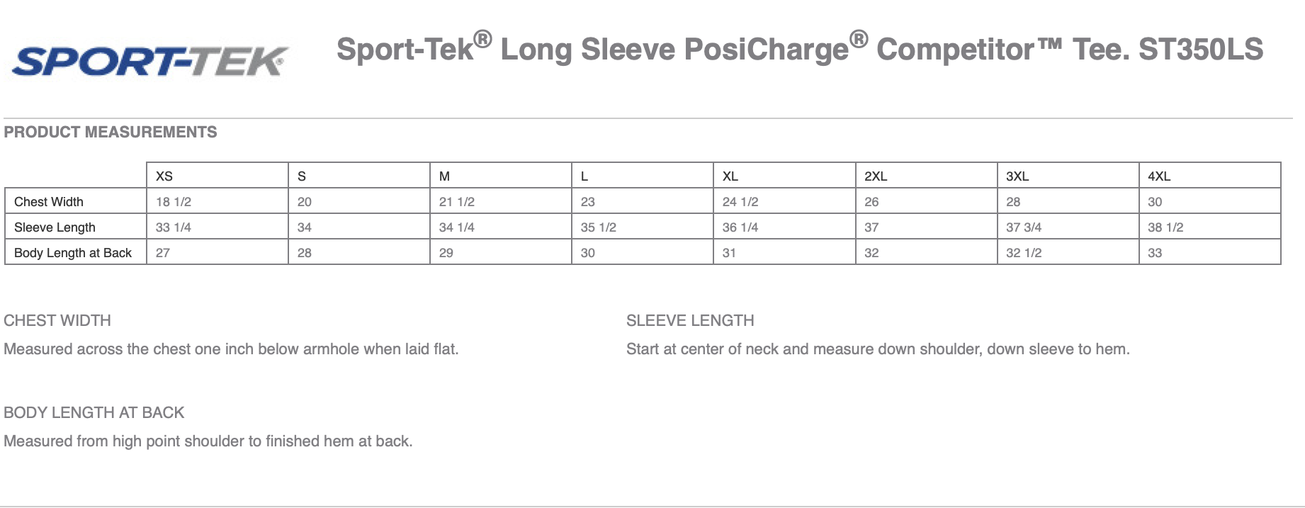 Sizing Chart