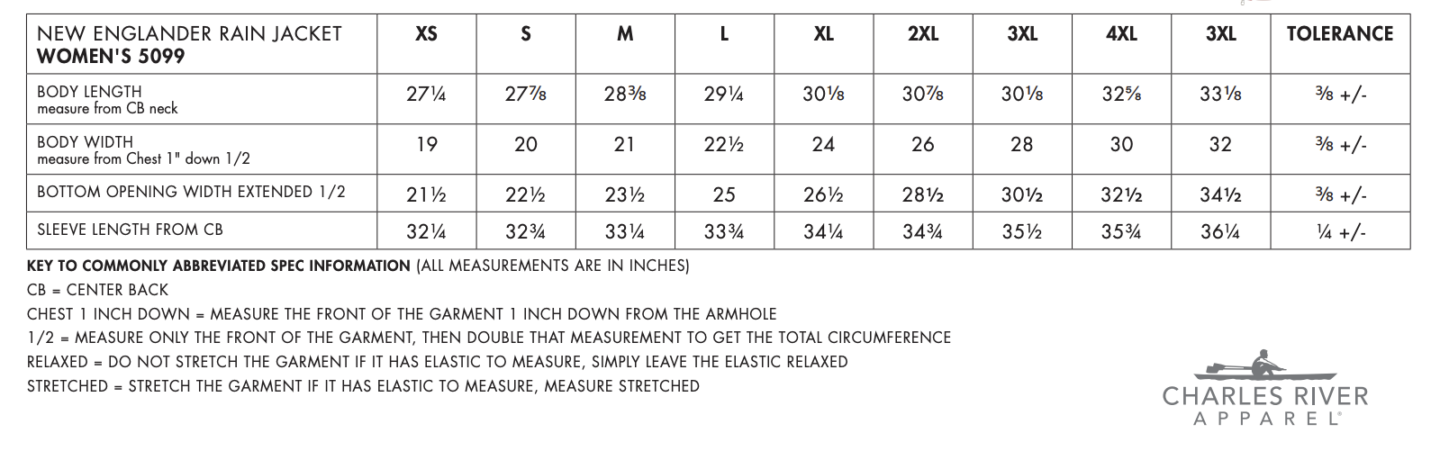 Sizing Chart