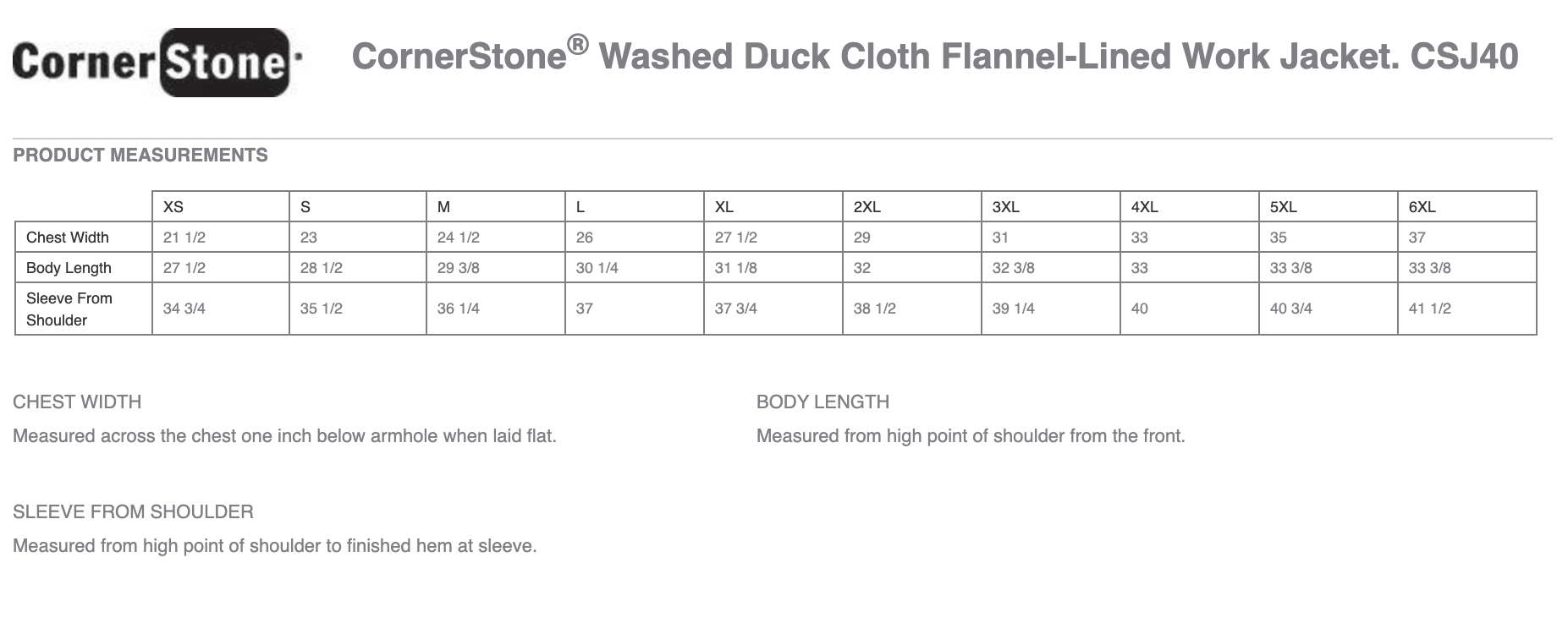 Sizing Chart