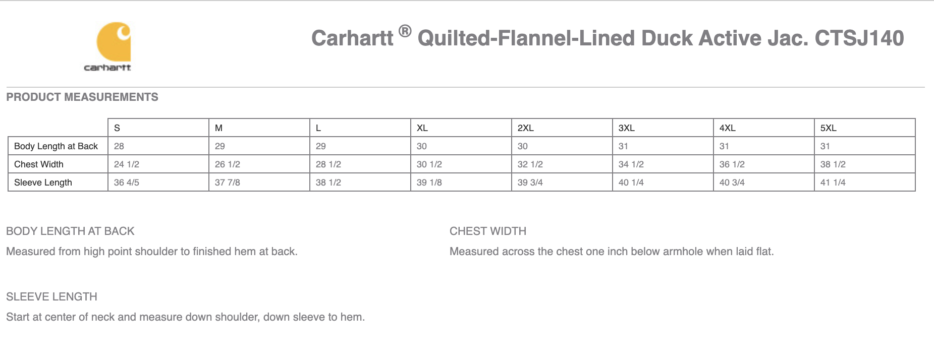 Sizing Chart