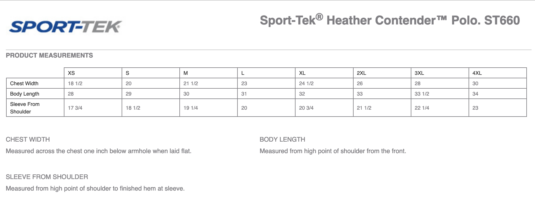 Sizing Chart