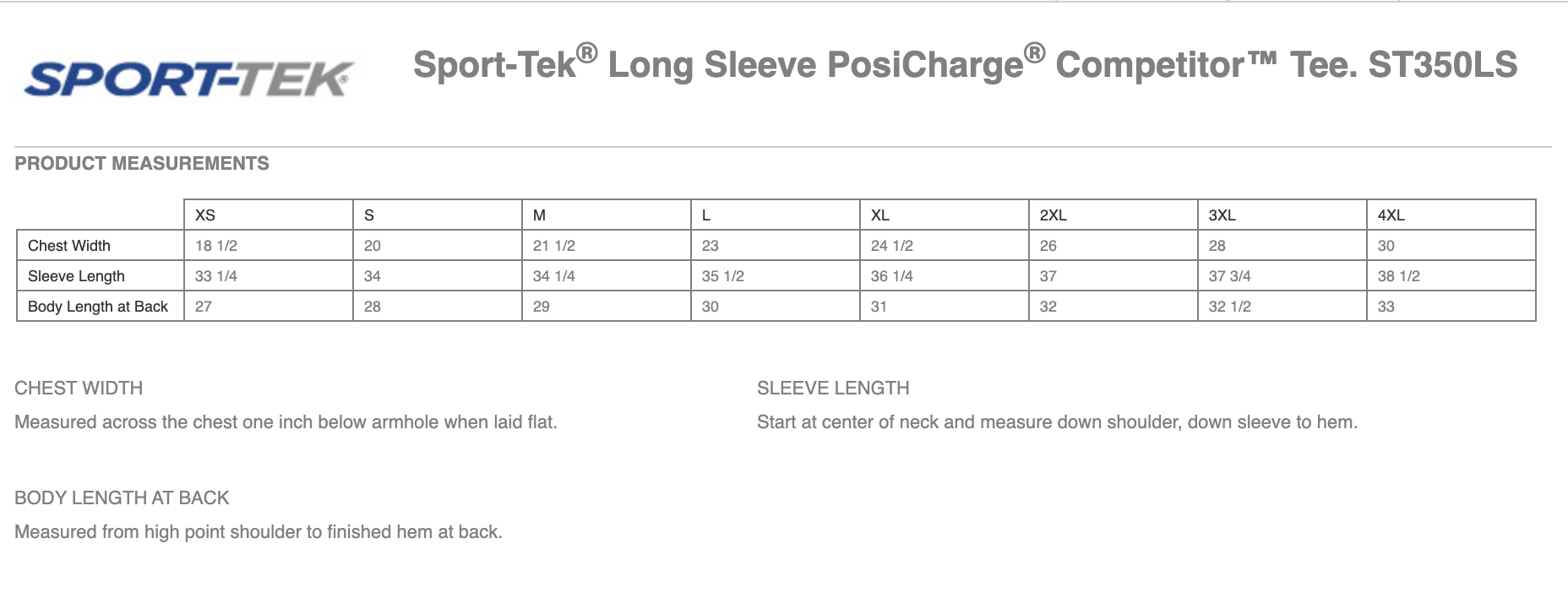 Sizing Chart
