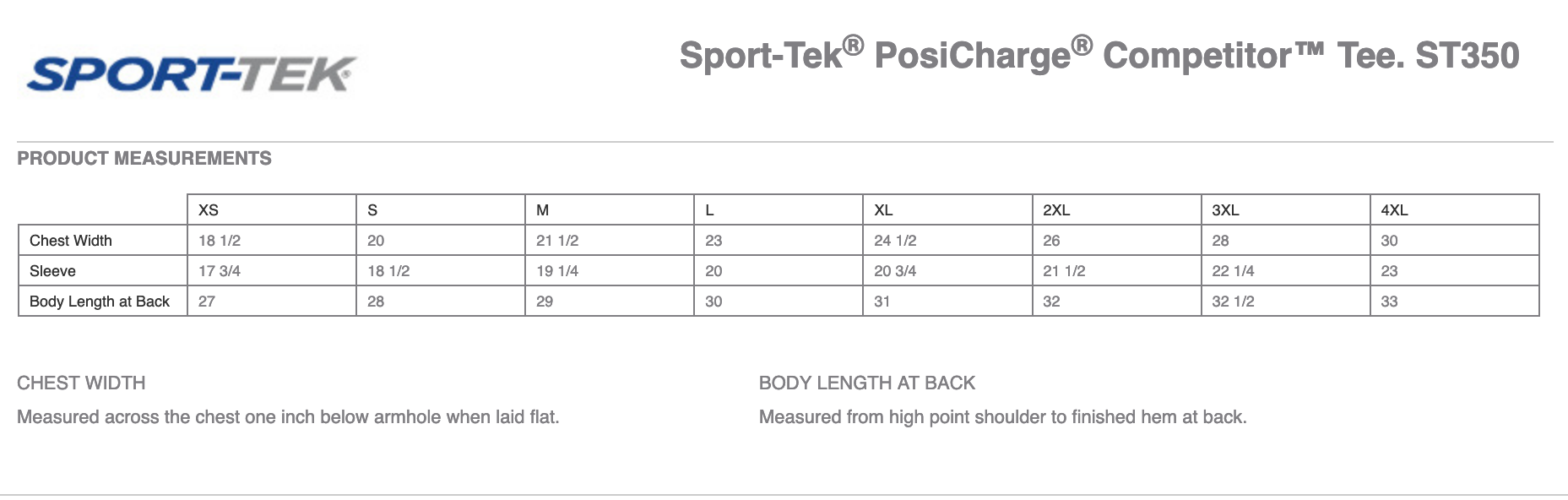 Sizing Chart