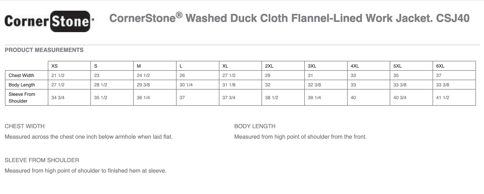 Sizing Chart