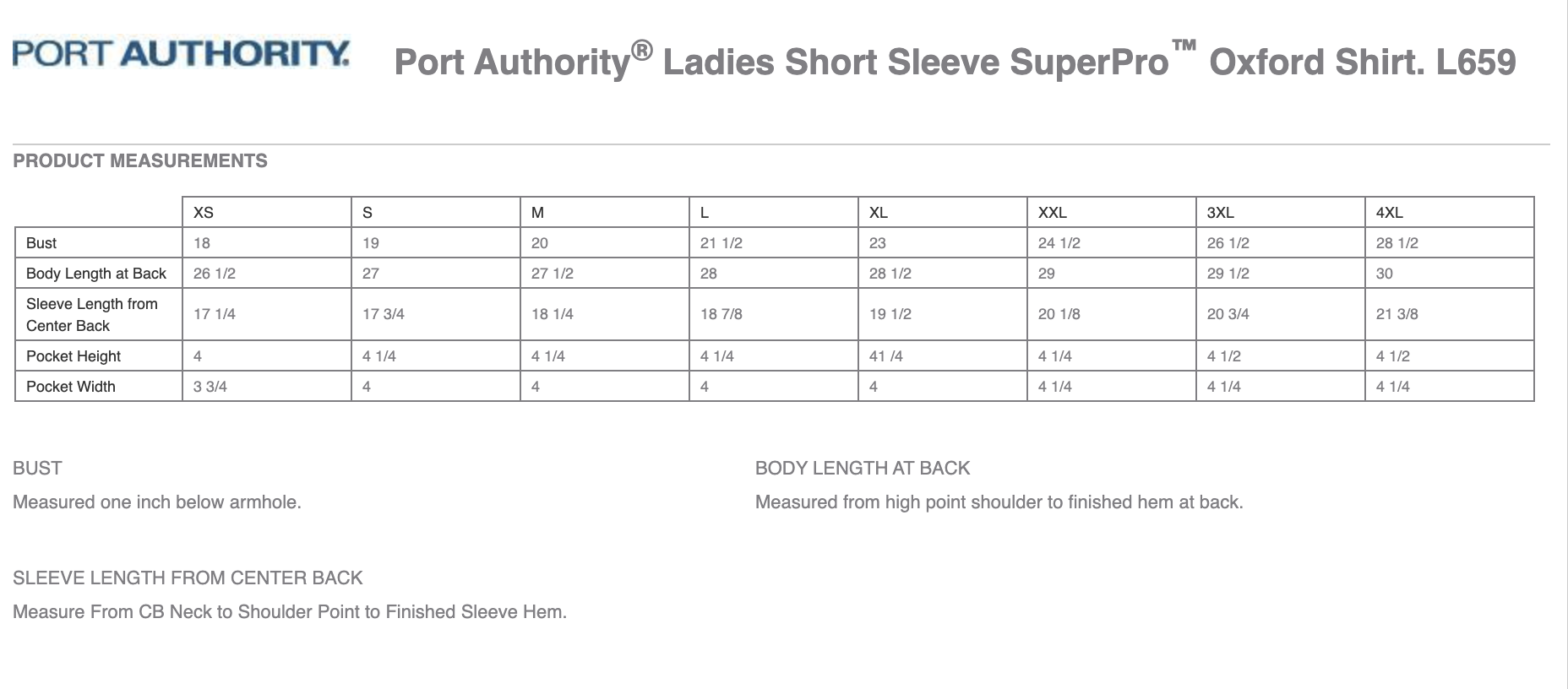 Sizing Chart
