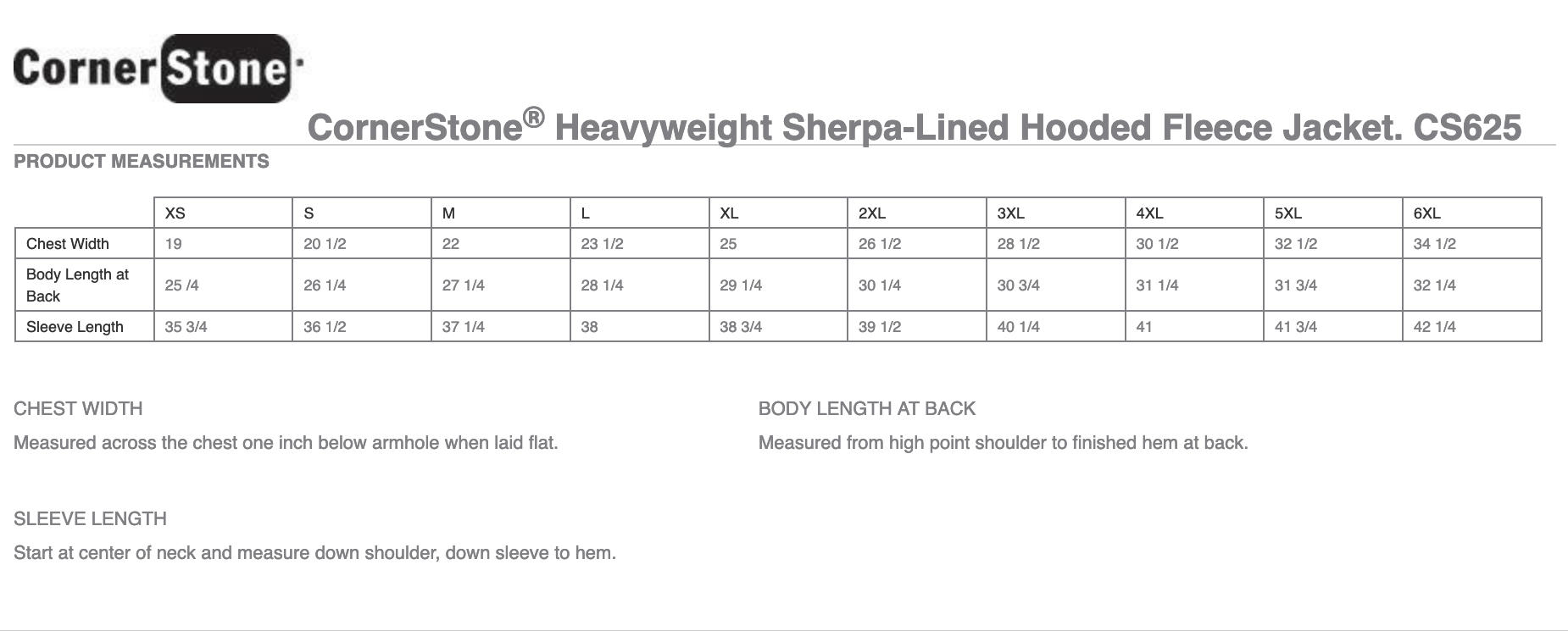 Sizing Chart