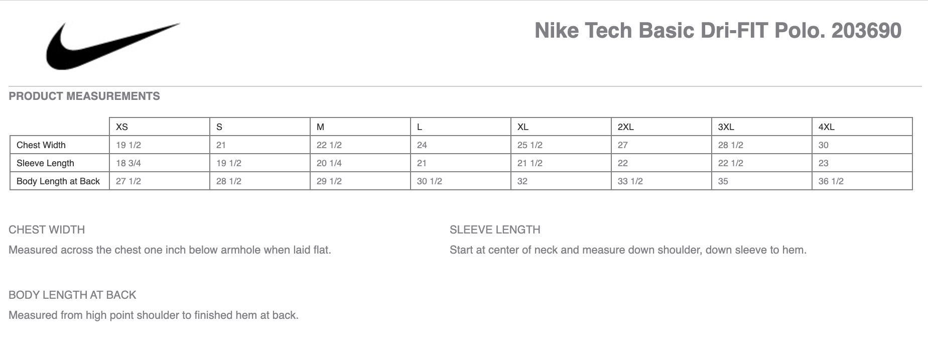 Sizing Chart
