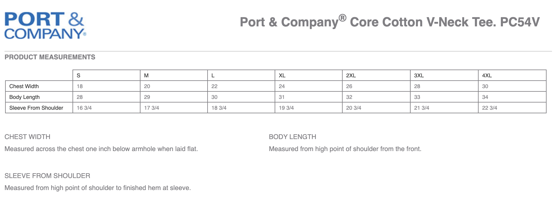 Sizing Chart