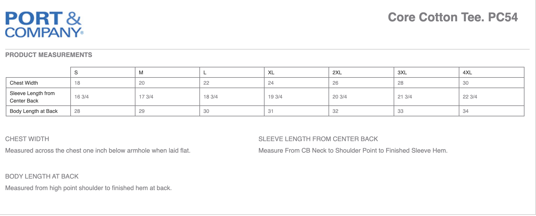 Sizing Chart