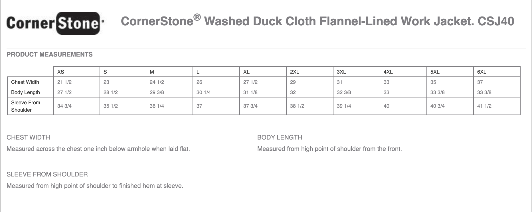 Sizing Chart