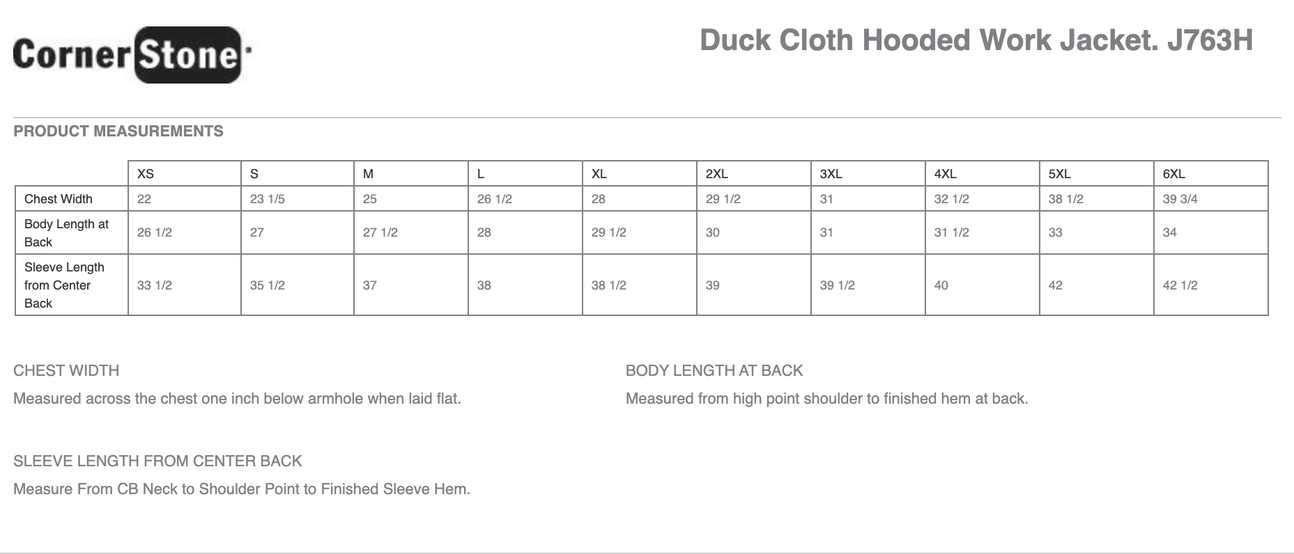 Sizing Chart